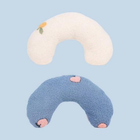 모모원 강아지 고양이 겸용 쿠션 반려동물 꿀잠 반달베개 세트, 화이트+블루, 2개