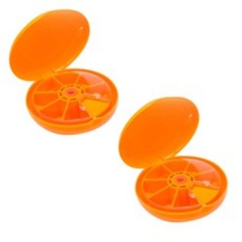 오픈런 휴대용 원형 알약케이스 약케이스 약통, 라운팩트 2개, 오렌지