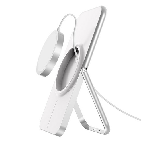 AFBEST 전화 충전기 홀더 용 알루미늄 합금 브래킷 iPhone 12Mini 12 Pro 최대 회전 무선 고속 충전 B, 하얀