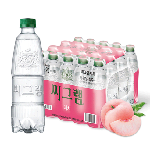 청량함 가득, 본사직영 씨그램 무라벨 피치 450ml 펫 20개