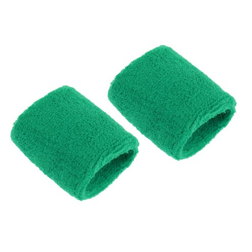 2Pcs 스포츠 농구 배드민턴 테니스 남여 공용 코튼 스웨트 밴드 팔찌, 잔디 녹색, 8x7cm