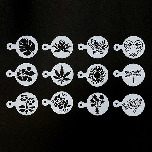 정인아트 스텐실 도안 (원 꽃과새) (약 9x6.5cm), 1개