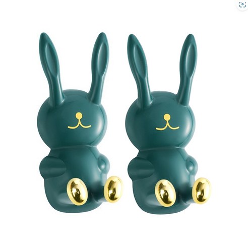 한봄찬 크리에이티브 귀여운 토끼 주방 욕실 후크, 청록, 2개