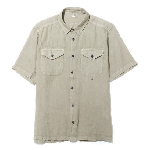 CP COMPANY 23 Lino Pockets Shirt (14CMSH275A 005415G 330) (린넨 스몰로고 버튼 셔츠) Best Top5