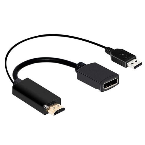 HDMI To DisplayPort 어댑터 변환기 케이블 커넥터 4K, 블랙, 15cm, 그림