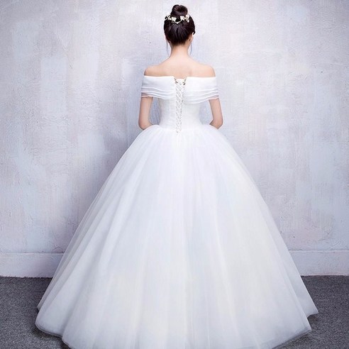 FANSYLI 여성 드레스 일자 어깨 레이스 웨딩드레스: 특별한 날을 위한 우아함과 편안함의 완벽한 조화