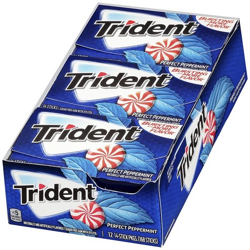 트라이던트 무설탕 자일리톨 껌, 퍼펙트 페퍼민트 (Perfect Peppermint), 168개입, 1.9g