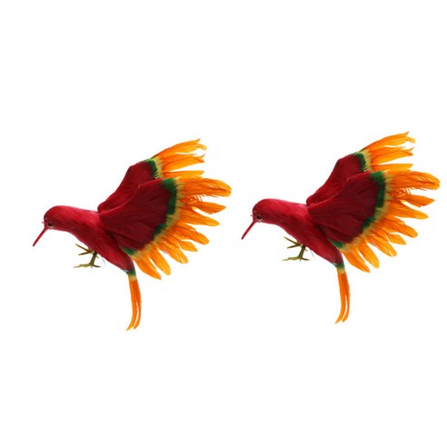 정원 장식 홈 장식을위한 2 pcs 인공 깃털 비행 새, 설명, 설명, 레드