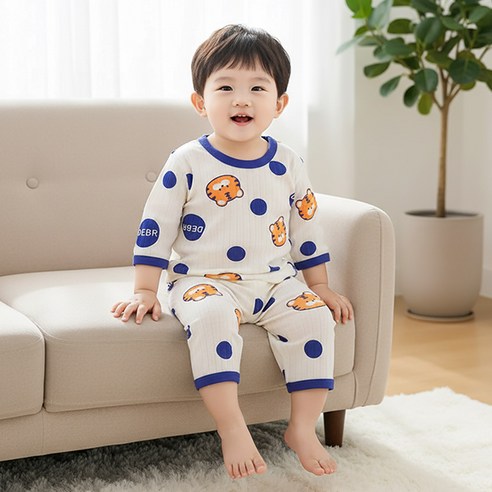 몽실이 컬러풀 애니멀 순면 7부 실내복 베어 호랑이 귀여운 여아 남아 홈웨어 상하세트