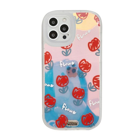 iPhone작은 꽃 레이저 둥근 모서리 낙하 방지 반투명 휴대폰 케이스