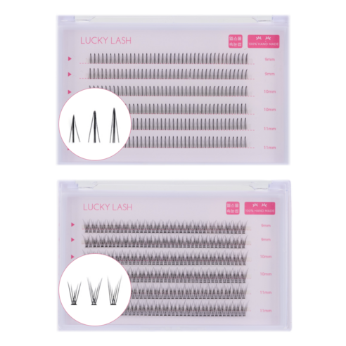 엘스몰 6줄대용량 속눈썹 부분 인조 가닥속눈썹 아이래쉬 아이돌속눈썹 2종세트, E형8/9/10mm + 언더B(총360모), 1세트