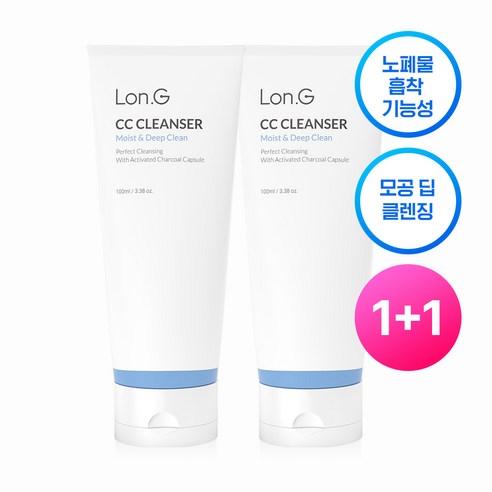 [Lon.G 론지] CC클렌저 저자극 딥 클렌징폼 100ml 약산성클렌징폼 모공 노폐물 피지 세정 세안제 진정 각질제거 맑은 피부, 100g, 1개