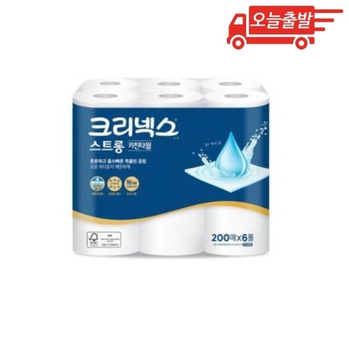 크리넥스 스트롱 키친타월 200매, 6개