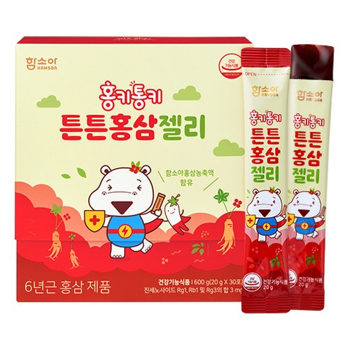 함소아 홍키통키 유아용 튼튼 홍삼젤리 30p, 30포, 600g, 1박스