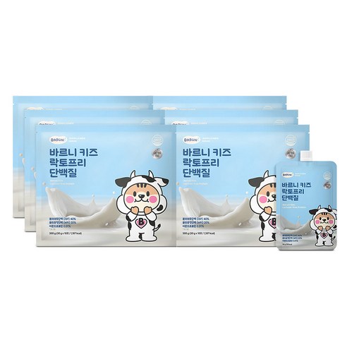 바르니 키즈 락토프리 단백질 어린이 쉐이크 파우치 10개입, 6세트, 300g