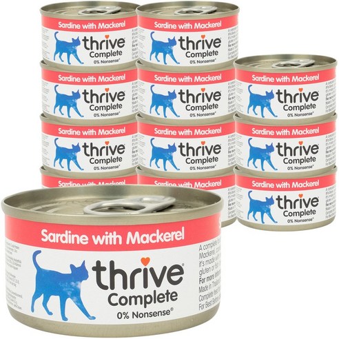쓰라이브 컴플리트 그레인프리 고양이 주식캔, 고등어, 75g, 12개