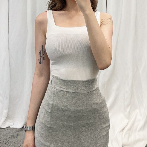 VANANA2 썸머 나잇 스퀘어넥 슬림핏 골지 나시