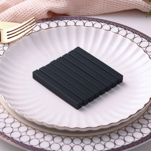 꼬앙뜨로 실리콘 수저 받침, 딤 그레이, 8개