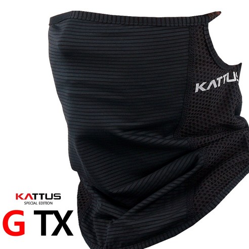 KATTUS G-TX 쿨넥워머 사계절 귀걸이타입 냉감 스포츠 마스크 자외선 차단 쿨 골크 목토시 바라클라바 멀티 부드러운 착용감, 블랙, 1개