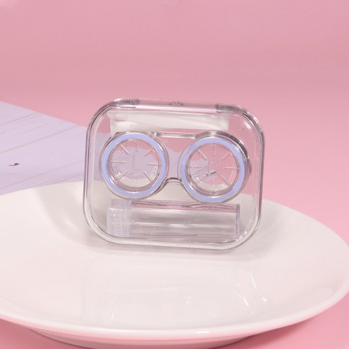 휴대가능한 여행용 예쁜 심플한 렌즈통 렌즈케이스, 1개, 투명 스페이스 블루
