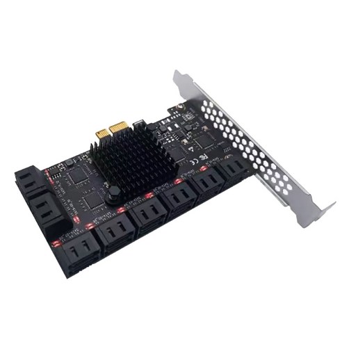 Xzante 16포트 SATA3.0 확장 카드 PCI-E 1X - SATA 6G 하드 드라이브 카드(표시등이 있는 데스크탑 PC 마이닝용), 검은 색