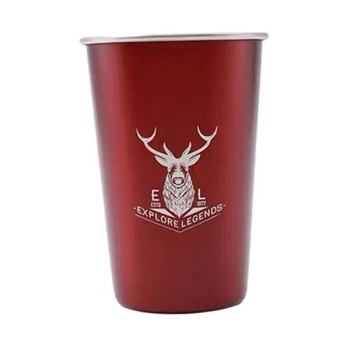 금속 차가운 음료 스 티 맥주 머그잔 500ml 스테인레스 사무실 홈 캠핑을 위해 깨지지 않는, 레드 A, 10x13cm, 스테인리스 강