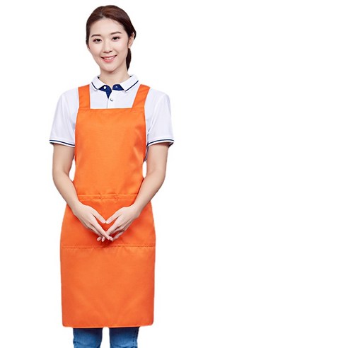 ANKRIC 가정용 방유 방오 및 먼지 방지 이중 어깨 X-스트랩 앞치마 원피스앞치마, 오렌지