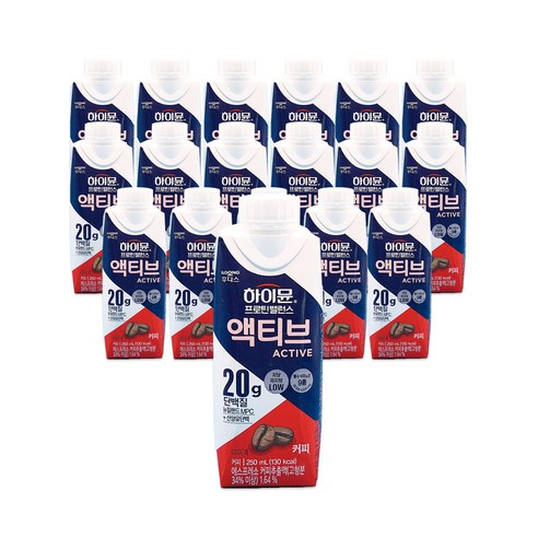 하이뮨 액티브 커피 250mlx18팩 단백질 프로틴 밸런스, 없음, 18개