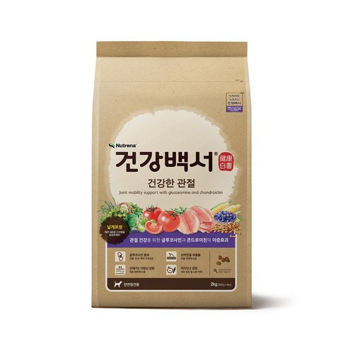 건강백서 전연령용 건강한 관절 기능성 사료, 스트레스완화/안정/집중력관리, 2kg, 1개