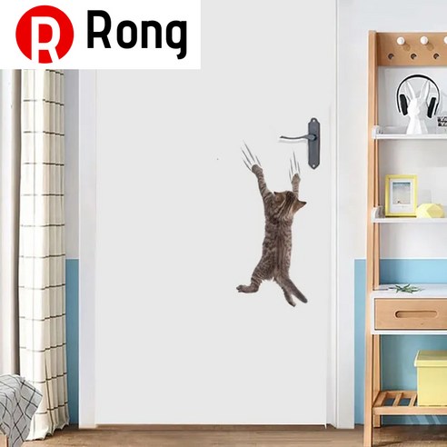 Rong 3D 고양이 벽 스티커 변기 스티커 고양이 메쉬 레드 침실 동물소녀 하트 침실 배치 배경 벽면 방수 홈 인테리어 스티커 제거, 고양이 스크래치