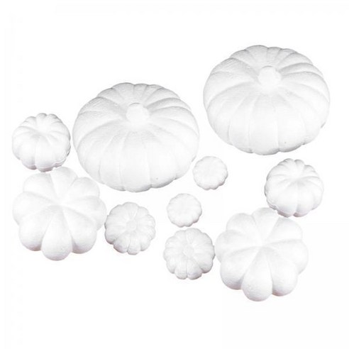 2xHalloween 인공 호박 스티로폼 장식 테이블 사진 소품 5 크기 10pcs, 하얀색