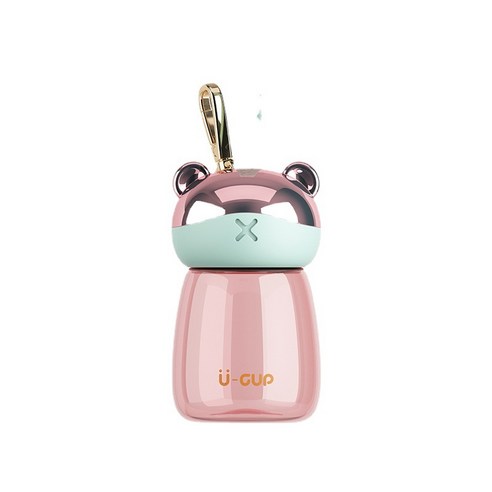 FATTYS 미니 텀블러 곰돌이 컵 주머니 컵 액세서리 미니컵, 120ml, 핑크 플라스틱 컵, 1개