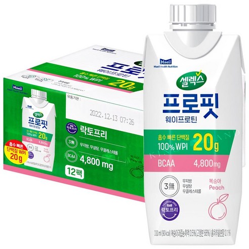 셀렉스 프로핏 웨이프로틴 복숭아 330ml 12개, 01_셀렉스 스포츠 웨이프로틴 복숭아 330ml 12게