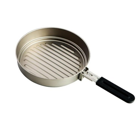 접이식 손잡이가있는 티타늄 붙지 않는 프라이팬 야외 캠핑 피크닉 배낭 여행을위한 붙지 않는 코팅 요리 냄비, 190x43mm, 은, 티탄