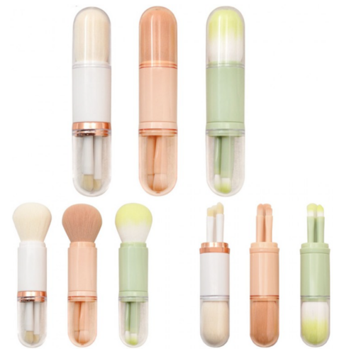 휴대용 4in1 멀티 미니 화장 메이크업 브러쉬 4종세트 화장솔, 1세트, 화이트