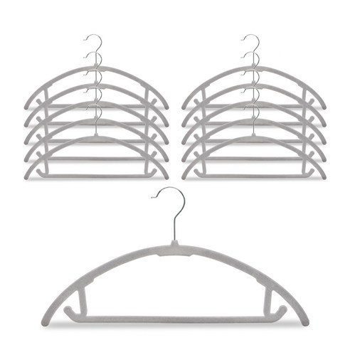 엠에프매직하우스 모라펠 라운드 벨벳 어깨 뿔 방지 매직 논슬립 옷걸이, 그레이, 50개