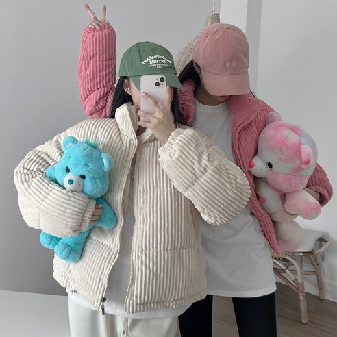 잇진 여성 골덴 코듀로이 웰론 골지 숏패딩 점퍼
