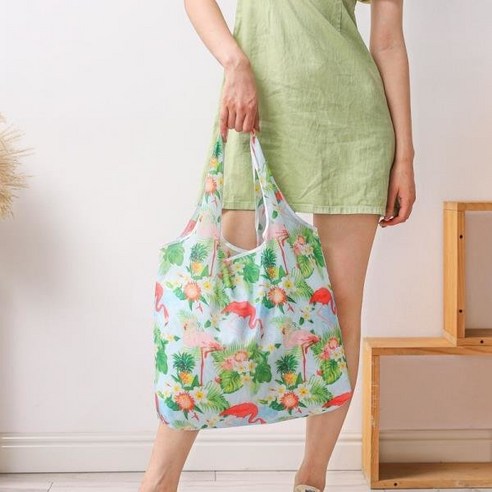 여성 접이식 에코 쇼핑백 토트 파우치 휴대용 재사용