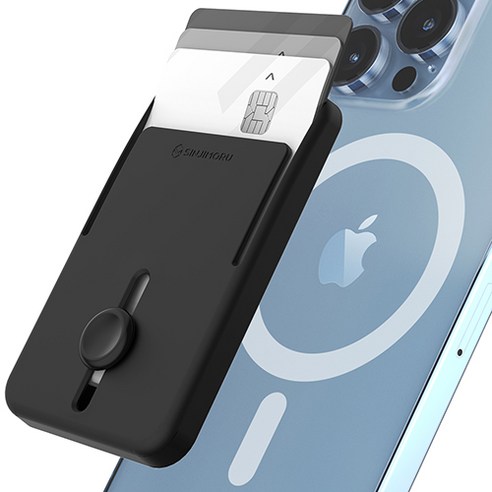 신지모루 슬라이드 M 버튼업 맥세이프 카드 지갑 휴대폰 홀더, 1개, 매트 클리어