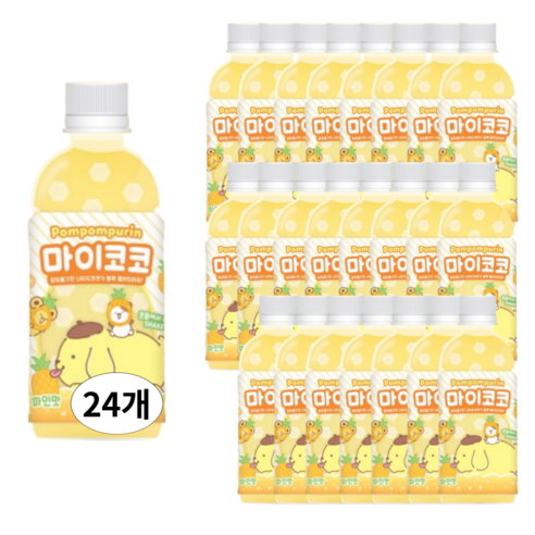 산리오 마이코코 음료 시나모롤 마이멜로디 쿠로미 포차코 폼폼푸린 헬로키티, 24개, 340ml