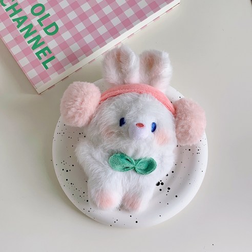 걸스코코 부들부들귀마개 인형키링 가방 에어팟 버즈 자동차키홀더 열쇠고리, 토끼, 1개