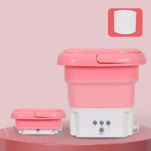 AIR 가정용 접이식 세탁기 작은 편리한 양동이 Eluting 통합 미니 속옷 양말 자동 청소 기계, 복숭아 핑크