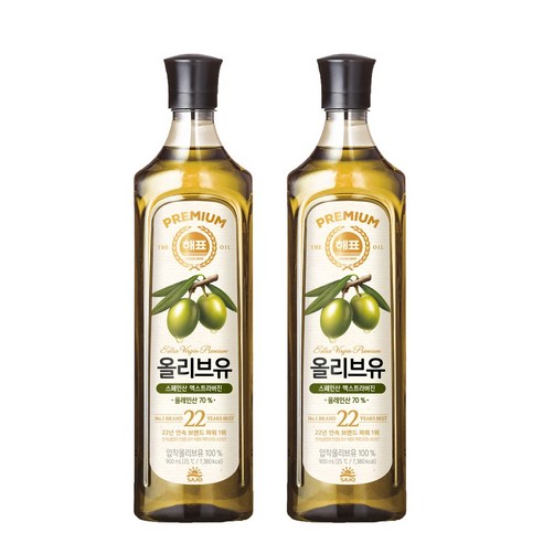 해표 올리브유, 900ml, 2개