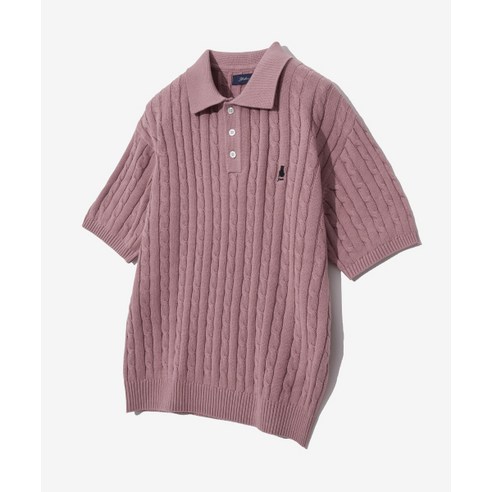 ☆YALE☆ HERITAGE DAN CABLE SHORTSLEEVE POLO KNIT VTG PINK Y YALE HERITAGE DAN CABLE SHORT-SLEEVE POLO KNIT VTG PINK
