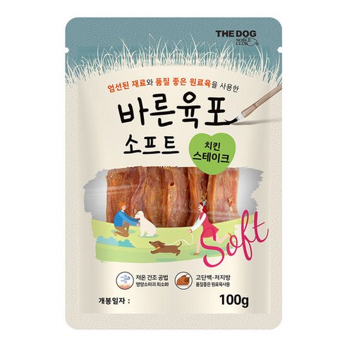 더독 강아지 올바른 소프트 육포 100g, 4개, 오리네츄럴스틱