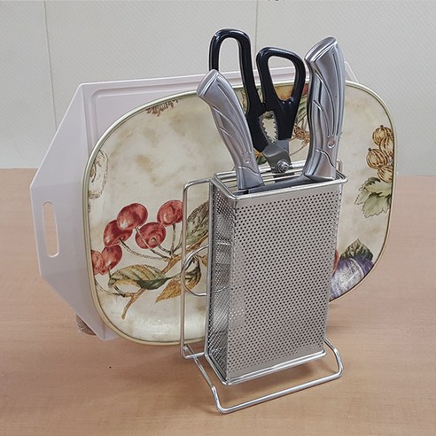 키친아트 식도 도마 수납대, 실버, 1개