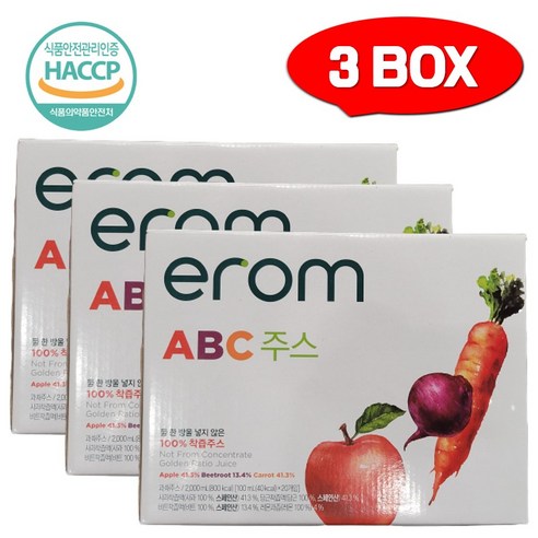 건강주스 이롬 ABC쥬스 100ml 20개입x3 – 코스트코 100% 착즙주스 erom 사과 비트 당근 착즙액