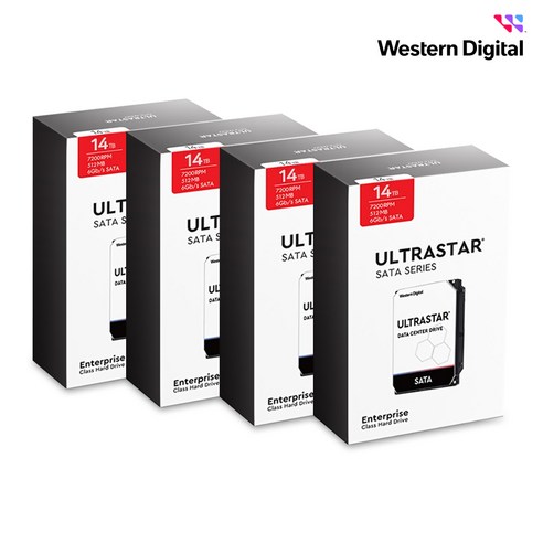 WD ULTRASTAR 14TB DC HC530 패키지 4PACK HDD (SATA3/7200RPM/512MB), 512MB