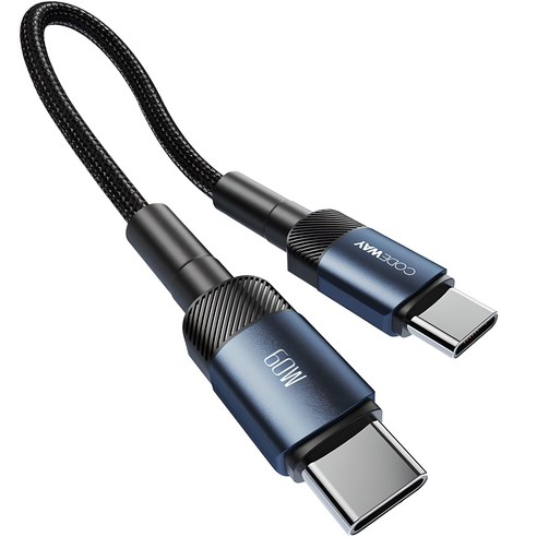 코드웨이 C타입-C타입 초고속충전 데이터 숏 케이블, 15cm, 블루 (C to C ), 1개