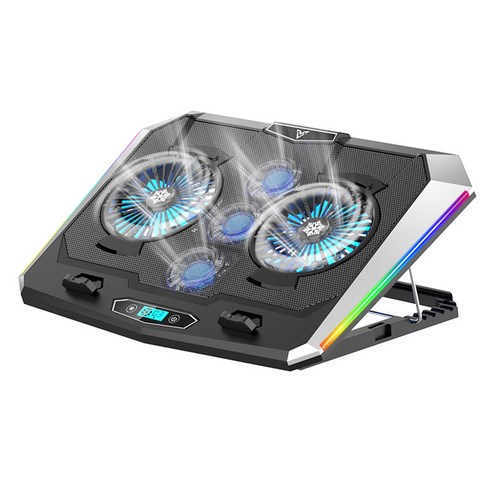 Xzante 노트북 쿨러 5 팬 LED 스크린 RGB 조명 효과 12-17 인치 냉각 패드 컴퓨터 스탠드, 검은 색